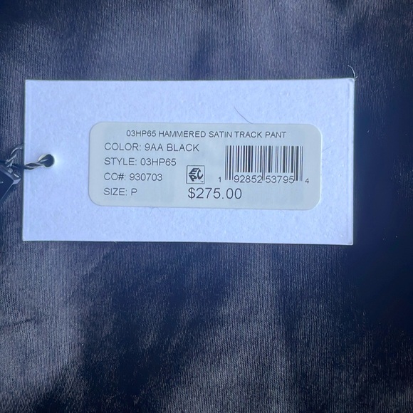 Milly Hammered Satin Track Black Pant Size 0 NWT - Picture 3 of 7